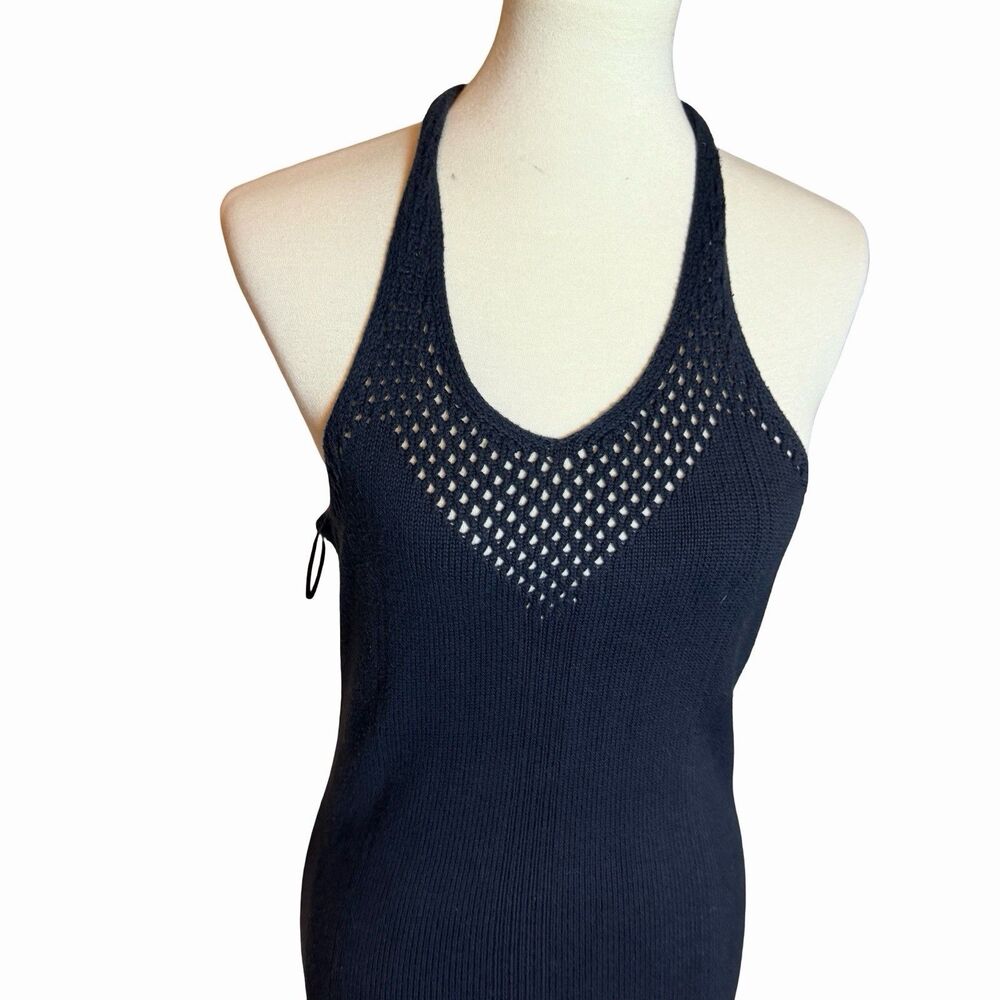 Free People Faded Black Knockout Dress Knit Cutout Halter Womens Small Mini Swit